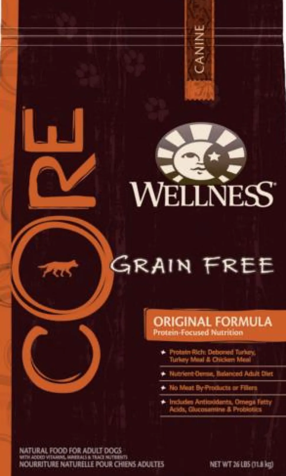 Wellness Core Original Formula Natural Grain-Free Deboned Turkey and Chicken Dry Dog Food - 24 Lbs