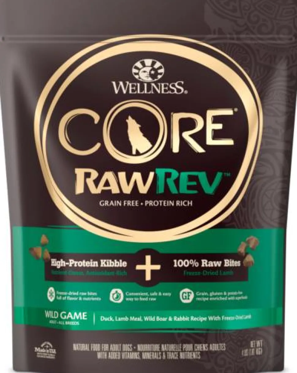 Wellness Core Raw-Rev Grain-Free Lamb Duck Rabbit and Wild Boar with Freeze-Dried Lamb Dry Dog Food - 4 Lbs