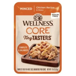 Wellness Core Tiny Tasters Grain-Free Minced Chicken in Gravy Adult Wet Cat Food Pouch - 1.75 Oz - Case of 12