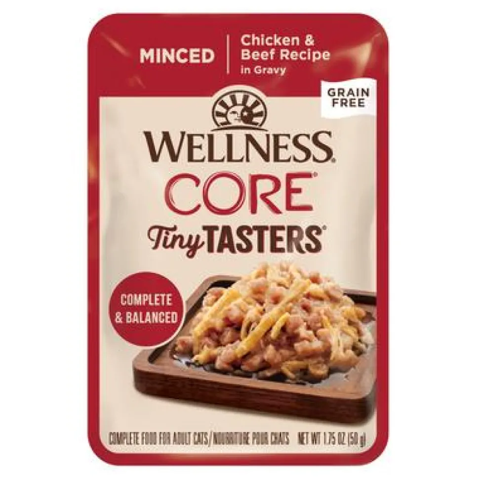 Wellness Core Tiny Tasters Grain-Free Chicken and Beef in Gravy Adult Wet Cat Food Pouch - 1.75 Oz - Case of 12