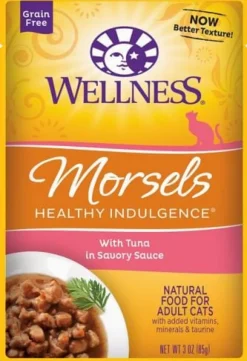 Wellness Healthy Indulgence Natural Grain Free Morsels with Tuna in Savory Sauce Cat Food Pouch