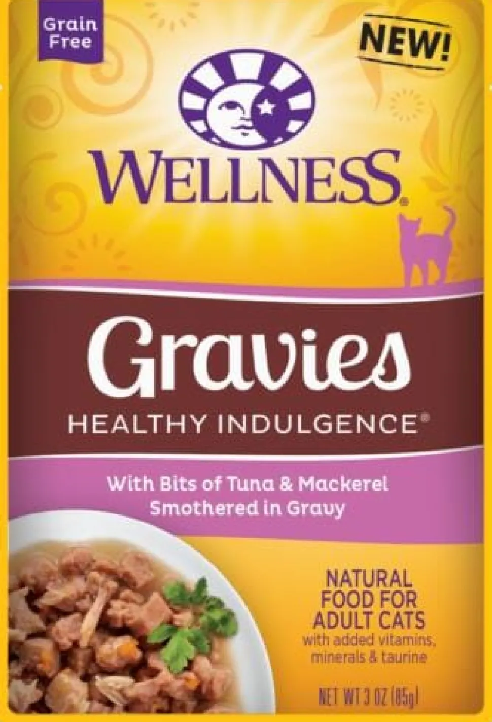 Wellness Healthy Indulgence Natural Grain Free Gravies with Tuna and Mackerel in Gravy Cat Food Pouch