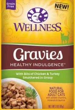Wellness Healthy Indulgence Natural Grain Free Gravies with Chicken and Turkey in Gravy Cat Food Pouch