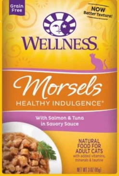 Wellness Healthy Indulgence Natural Grain Free Morsels with Salmon and Tuna in Savory Sauce Cat Food Pouch