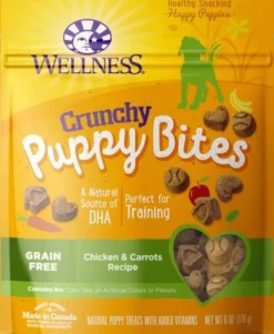 Wellness Natural Grain Free Crunchy Puppy Bites Chicken and Carrots Recipe Dog Treats