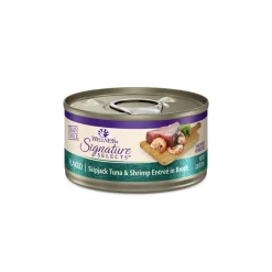 Wellness Signature Selects Grain Free Natural Skipjack Tuna with Shrimp Entree in Broth Wet Canned Cat Food
