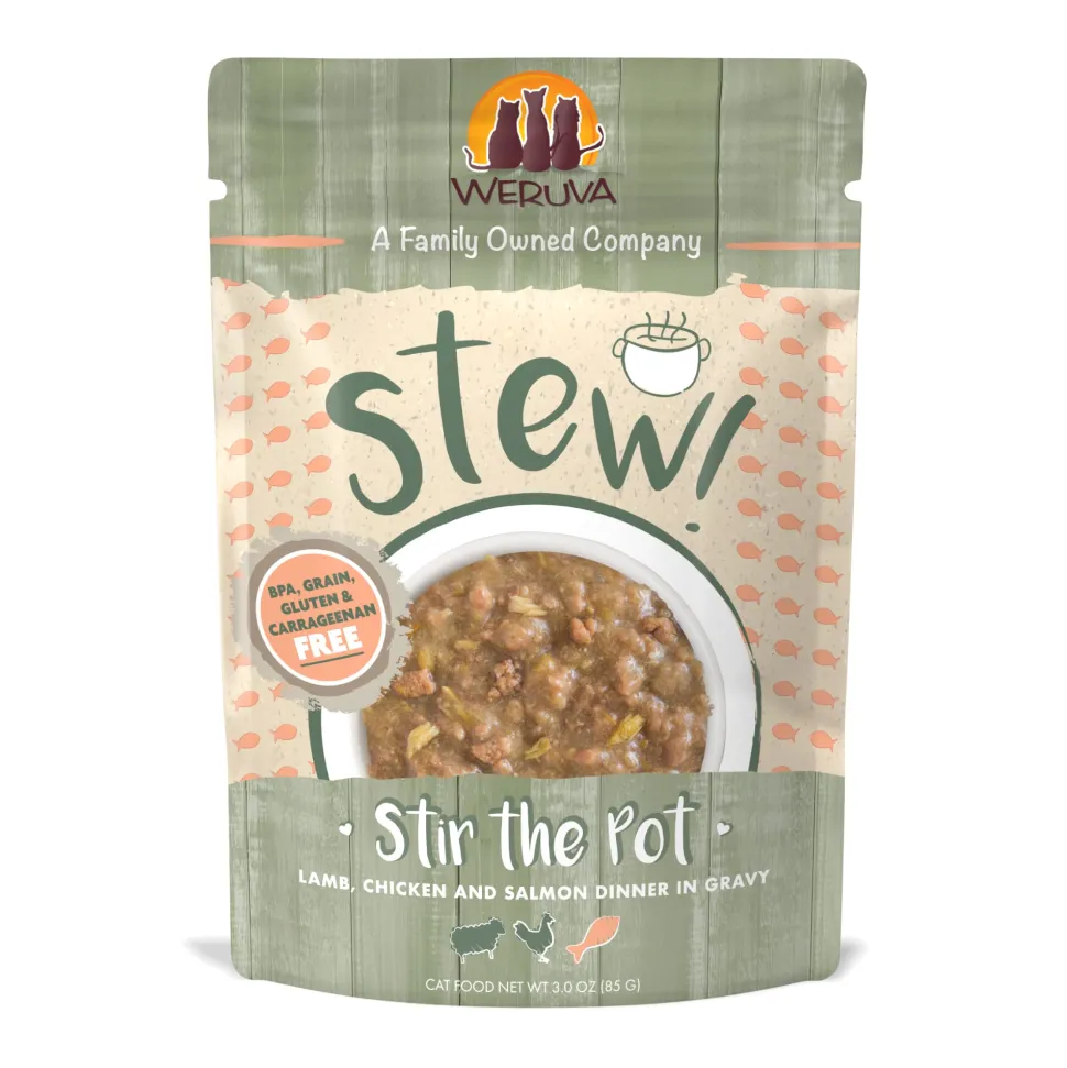 Weruva Cat Stew Stir-the-Pot Lamb Chicken and Salmon Wet Cat Food - 3 Oz Pouch - Case of 12
