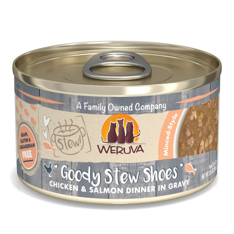 Weruva Goody Stew Shoes Chicken and Salmon Canned Cat Food - 2.8 Oz - Case of 12