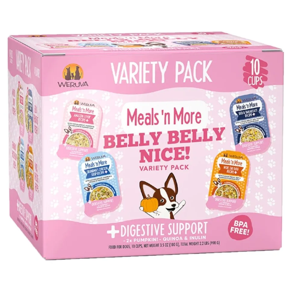 Weruva Meals N' More Belly Belly Nice Chicken Digestive Support Wet Dog Food Tray - Variety Pack - 3 Oz - 10 Pack