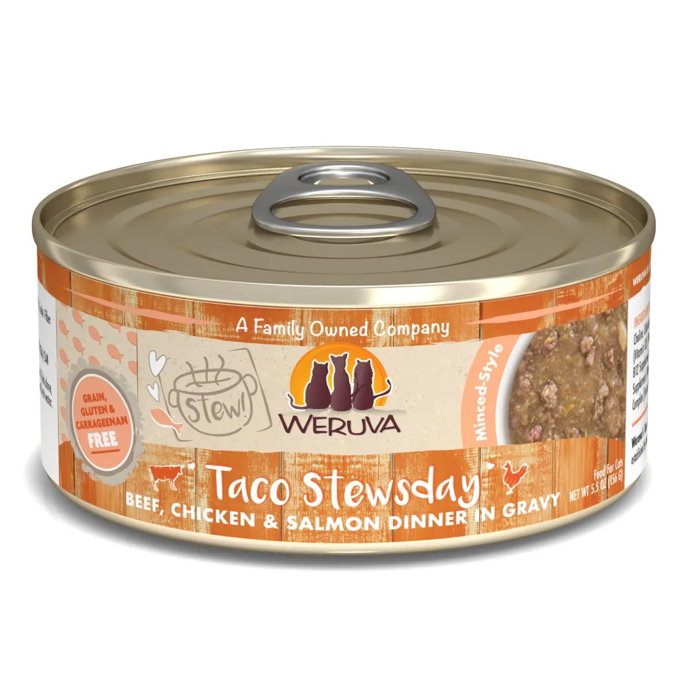 Weruva Taco Stewsday Beef Chicken and Salmon Canned Cat Food - 5.5 Oz - Case of 8