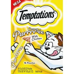 Whiskas Temptations Creamy Chicken Purree Cat Treats or Wet Cat Food - 6.7 oz - Case of 5