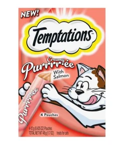 Whiskas Temptations Creamy Salmon Purree Cat Treats or Wet Cat Food - 6.7 oz - Case of 5