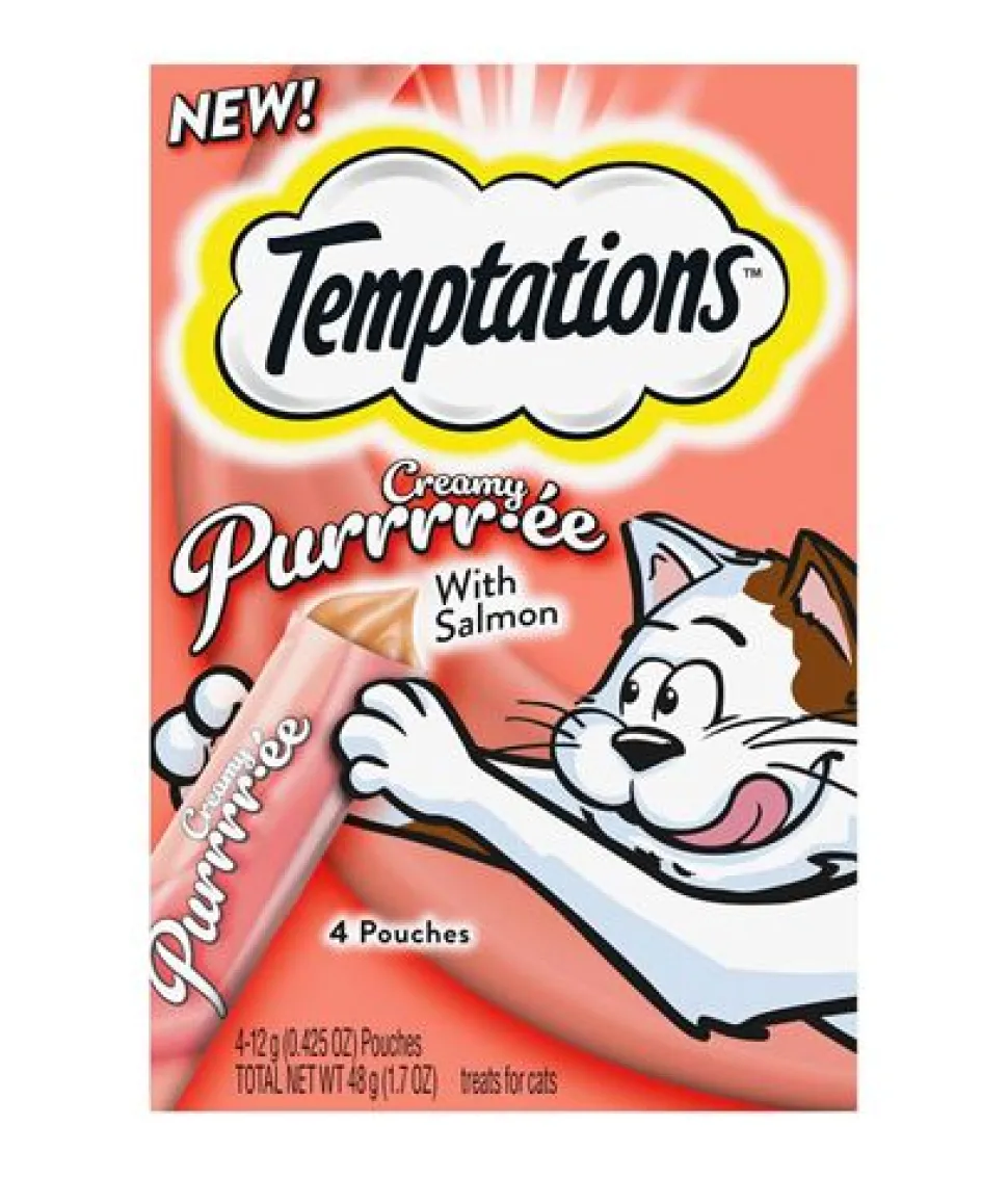 Whiskas Temptations Creamy Salmon Purree Cat Treats or Wet Cat Food - 6.7 oz - Case of 5