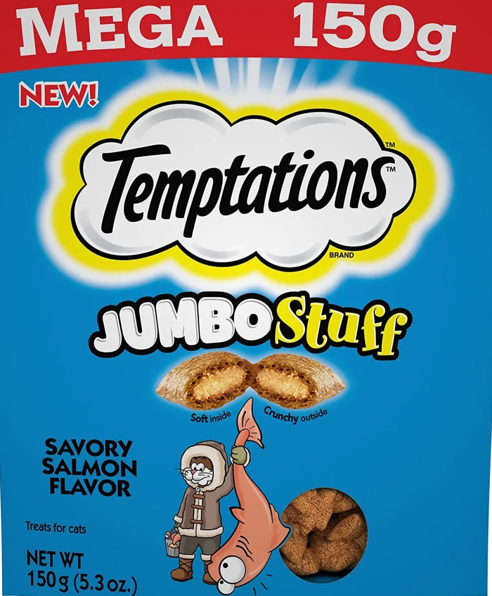 Whiskas Temptations Jumbo Stuffed Salmon Soft and Crunchy Cat Treats - 5.29 oz
