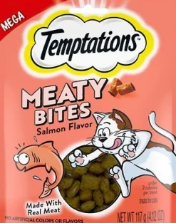 Whiskas Temptations Meaty Bites Salmon Soft and Chewy Cat Treats - 4.12 oz