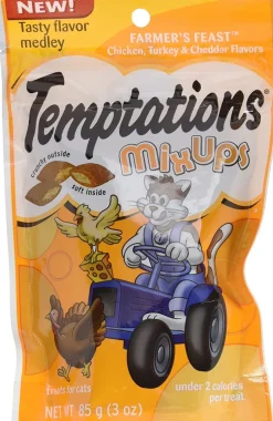 Whiskas Temptations MixUps Farmer's Feast (Ckn/Tky/Cheedar) Soft and Crunchy Cat Treats - 3 oz