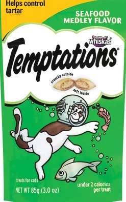 Whiskas Temptations Seafood Medley Soft and Crunchy Cat Treats - 3 oz