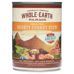 Whole Earth Farms Grian Free Hearty Turkey Stew Canned Dog Food - 12.7 oz Cans - Case of 12