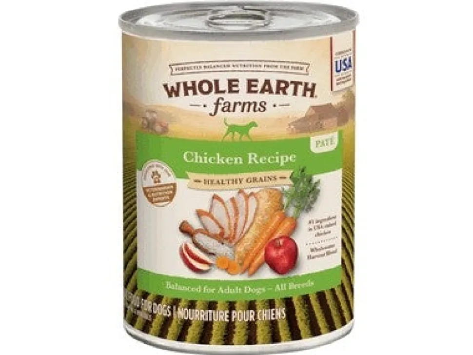 Whole Earth Farms Healthy Grains Chicken Canned Dog Food - 12.7 oz Cans - Case of 12