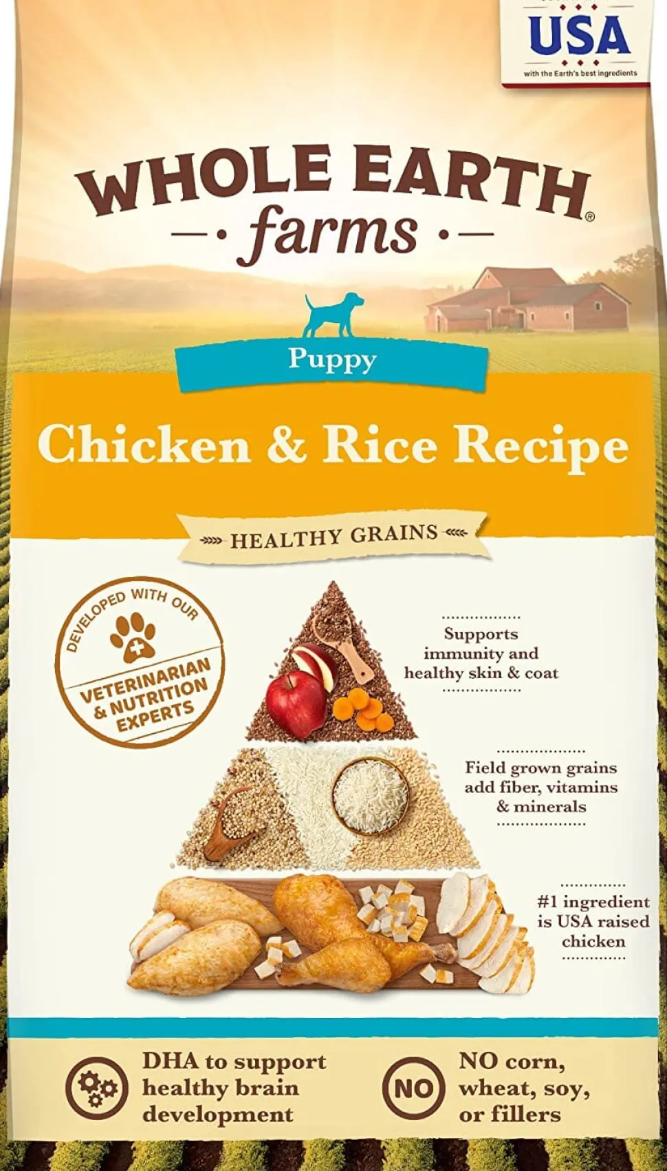 Whole Earth Farms Healthy Grains Puppy Chicken and Rice Dry Dog Food - 25 Lbs