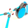 Wigzi Dual-Dog Waking Retractable Easy Lock Gel Handle Auto Untangle Dog Leash with Coupler - Blue - All Sizes - Up to 18 Feet