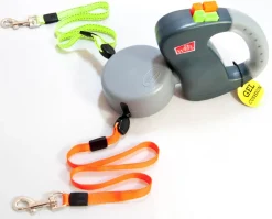 Wigzi Dual-Dog Walking Retractable Untangle Gel Grip Handle Dog Leash - Small/Medium - Up to 10 Feet