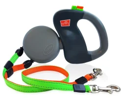Wigzi Dual-Dog Walking Retractable Untangle Gel Grip Handle Dog Leash - Small/Medium - Up to 6 Feet