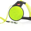 Wigzi Gel Handle Gripped Tape Retractable Nylon Dog Leash - Yellow - Medium - Up to 16 Feet