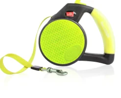 Wigzi Gel Handle Gripped Tape Retractable Nylon Dog Leash - Yellow - Large - Up to 16 Feet
