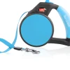 Wigzi Gel Handle Gripped Tape Retractable Nylon Dog Leash - Blue - Large - Up to 16 Feet