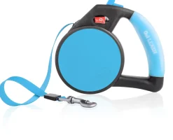 Wigzi Gel Handle Gripped Tape Retractable Nylon Dog Leash - Blue - Large - Up to 16 Feet