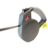 Wigzi Gel Handle Gripped Tape Retractable Nylon Dog Leash - Black - Medium - Up to 16 Feet