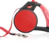 Wigzi Gel Handle Gripped Tape Retractable Nylon Dog Leash - Red - Small - Up to 16 Feet