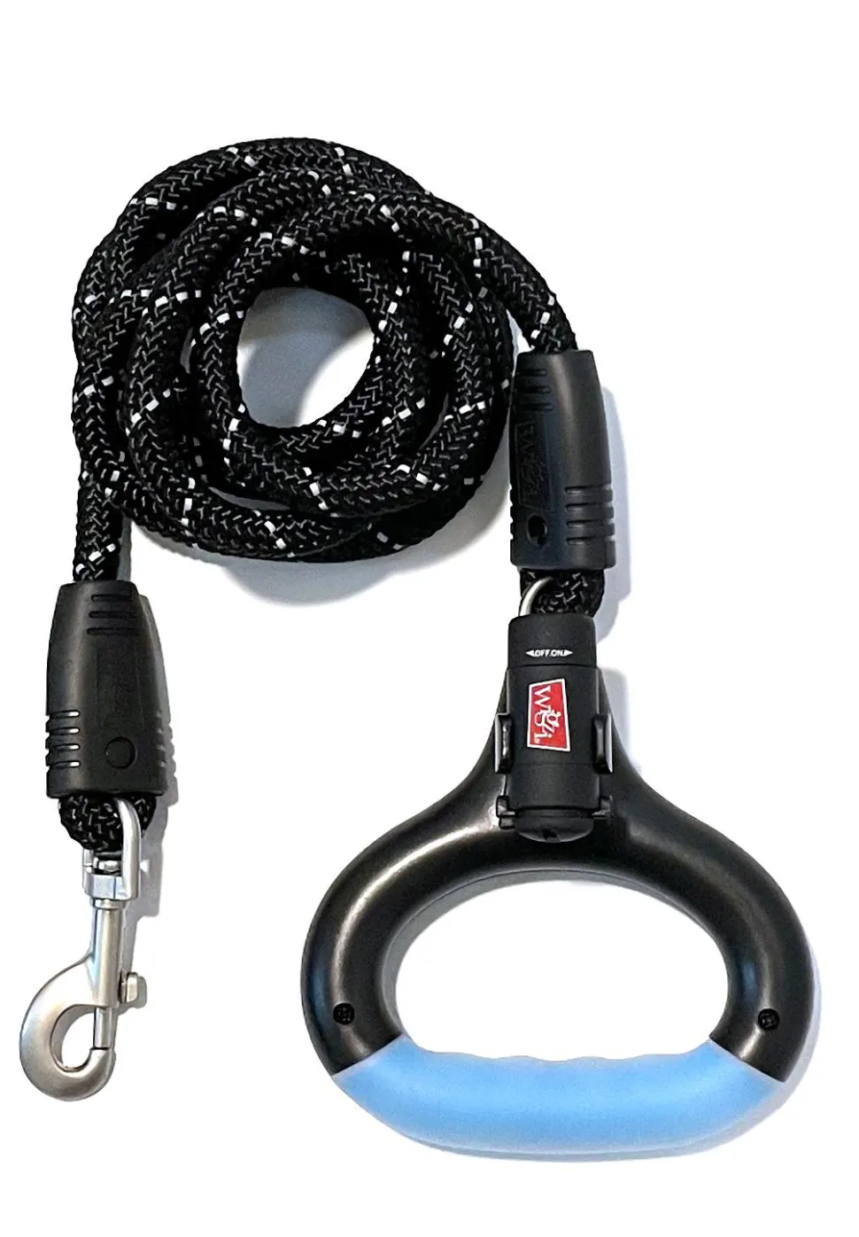 Wigzi Luna LED Lighting and Reflective Gel Handle Grip Cable Dog Leash - Red - 6 Feet