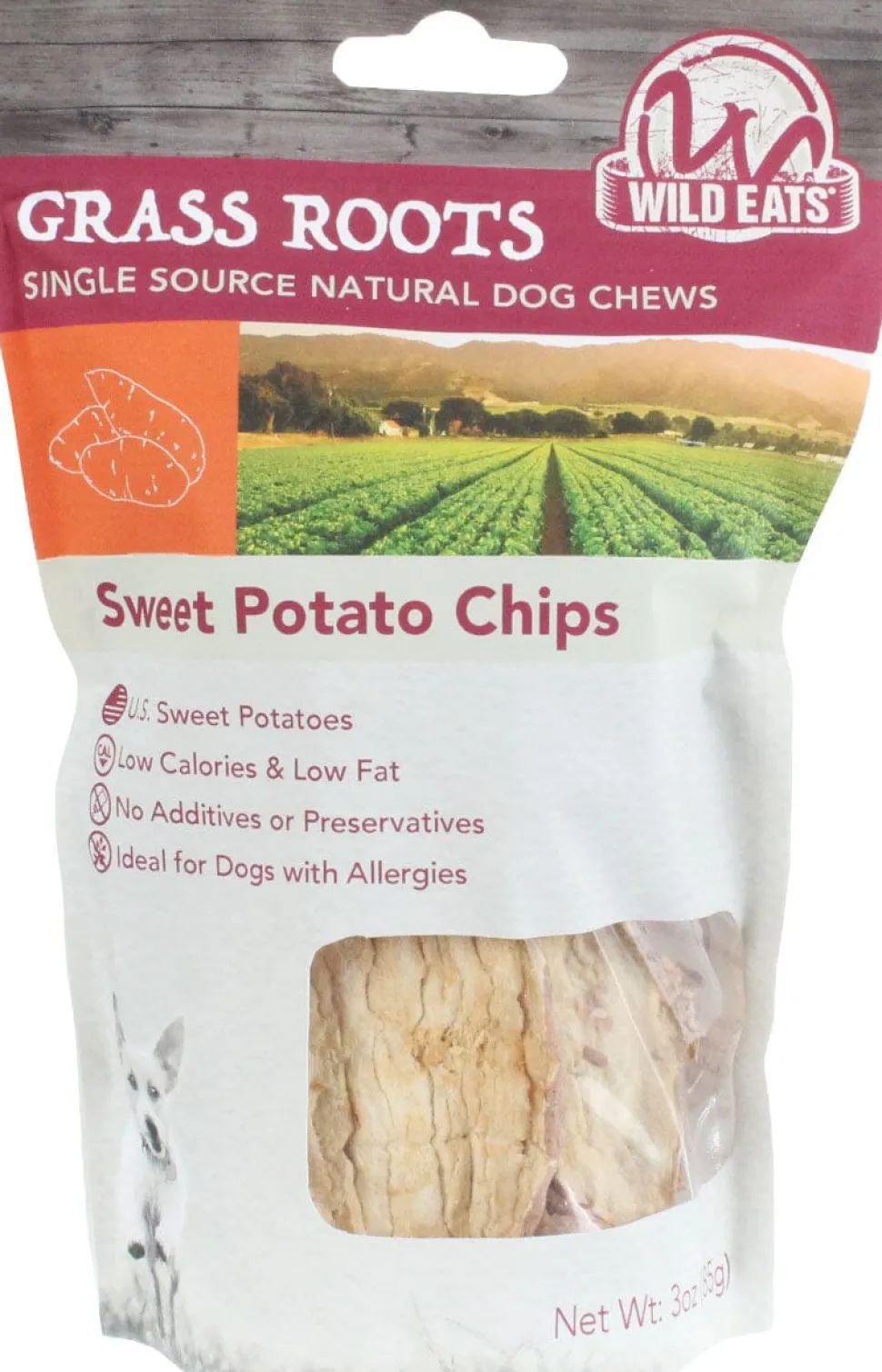 Wild Eats Sweet Potato Chips Dog Chews Natural Dog Chews - Sweet Potato - 3 Oz
