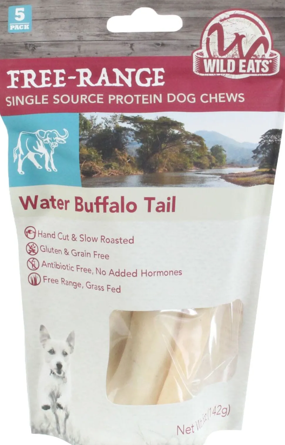 Wild Eats Water Buffalo Tail Dog Chews Natural Dog Chews - Buffalo - 4 - 5 In - 5 Pack