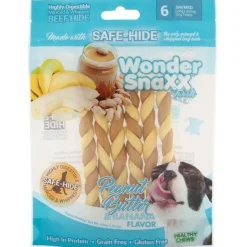 Wonder SnaXX Twists Peanut Butter & Banana Dog Treats Peanut Butter & Banana - 4.8 Oz - 6 Count - Small/Medium