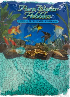 World Wide Imports Pure Water Pebbles for Freshwater Aquarium - Turquise - 5 Lbs - Case of 6