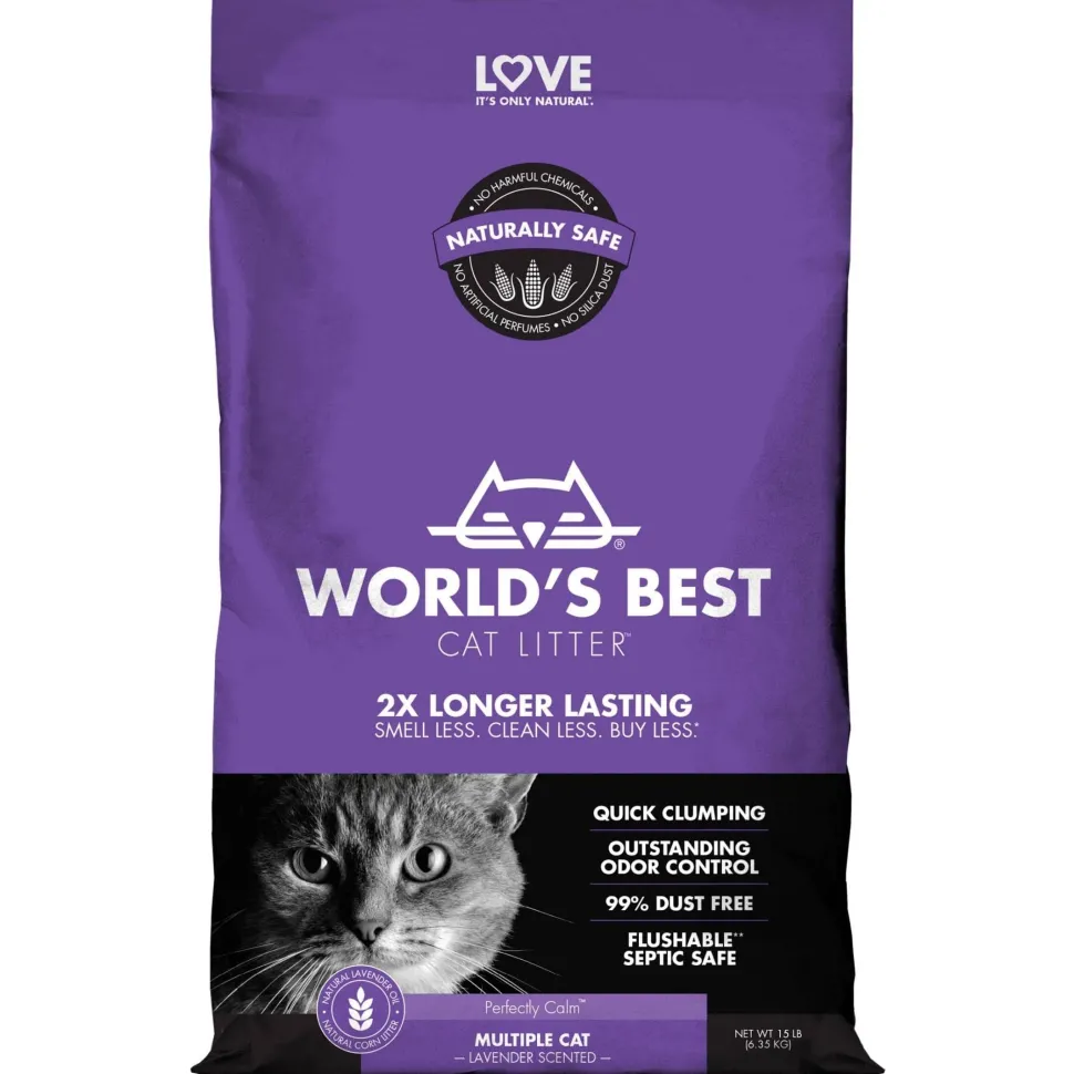 World's Best Cat Litter Corn Clumping Lavendar Scented Multi-Cat Litter - 8 Lbs - 3 Pack
