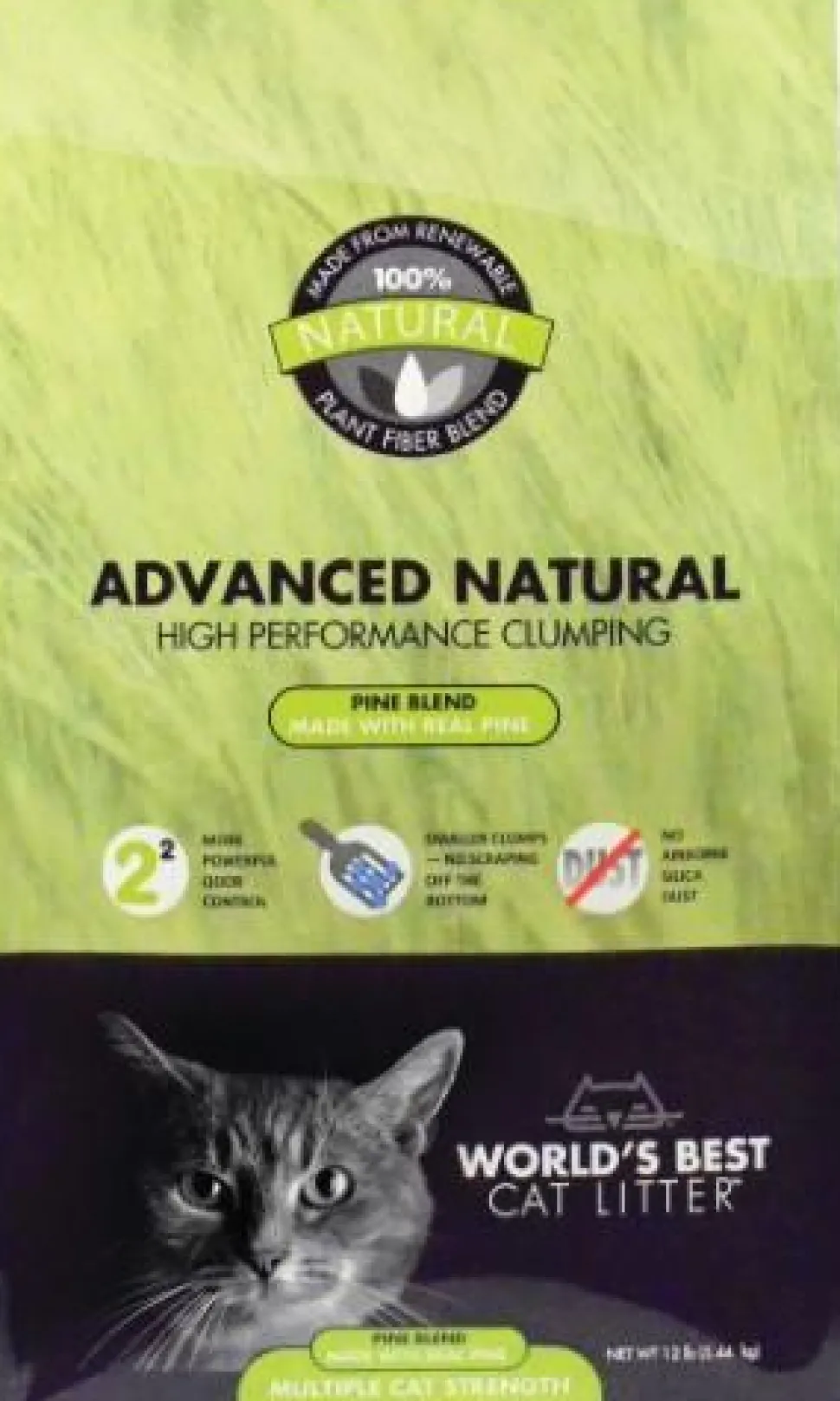 World's Best Cat Litter Yellow Bag Zero Mess Clumping Litter - Pine Scented Cat Litter - 12 lb Bag - Case of 3