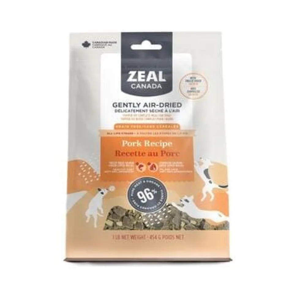 Zeal Grain-Free 96% Meat Pork Recipe with Freeze-Dried Salmon and Pumpkin Gently Air-Dried Dog Food - 1 Lb