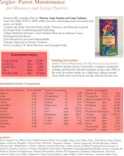 Zeigler Bros 3/8" Parrot Maintenance Macaws & Large Parrots Bird Food - 32 oz