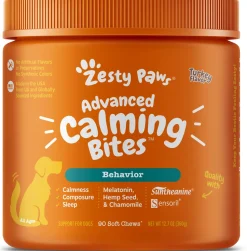 Zesty Paws Advanced Calming Bites Behavior Turkey Flavor with Melatonin Soft Chew Dog Supplements - 90 Count