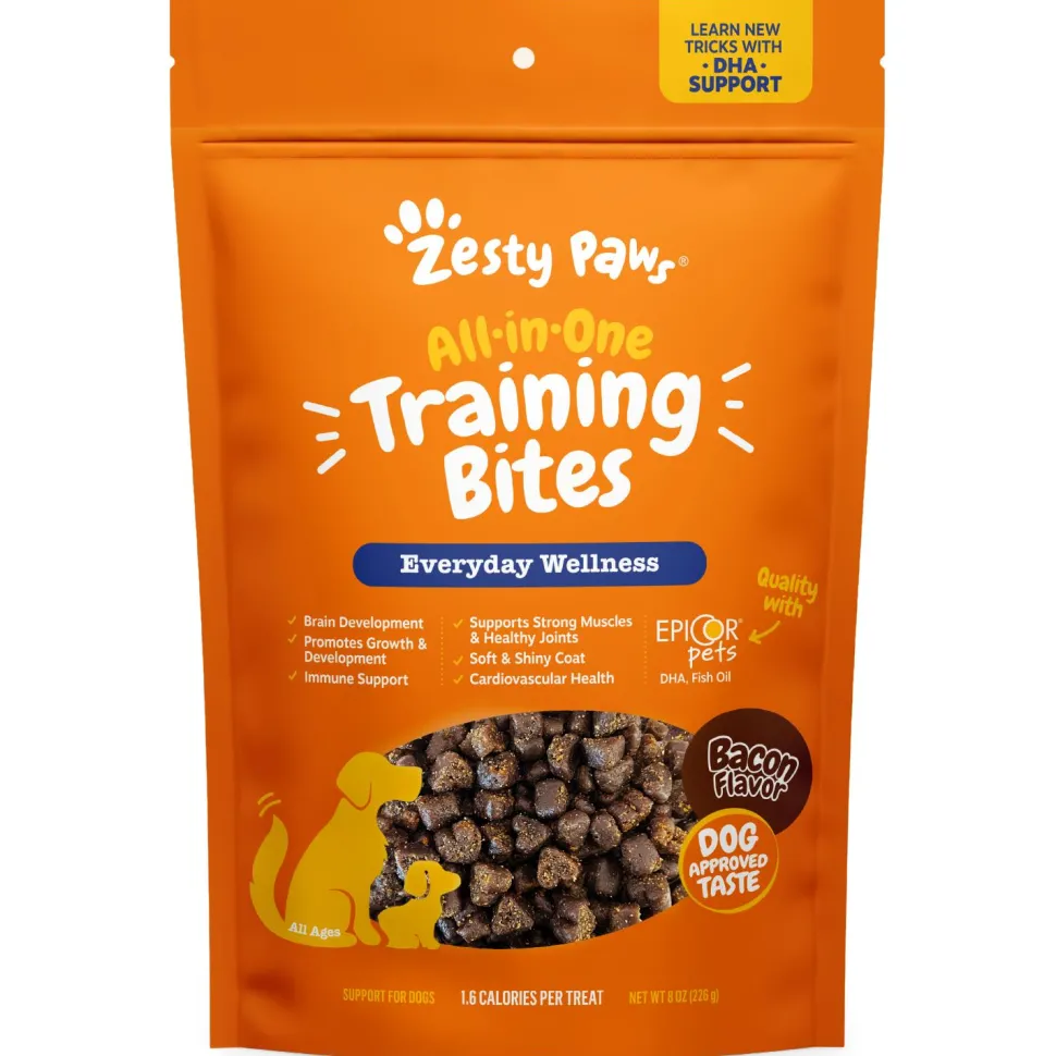 Zesty Paws All-in-1 Everyday Health Training Bites Peanut Butter Flavor Omega-3 Soft and Chewy Dog Treats - 8 Oz