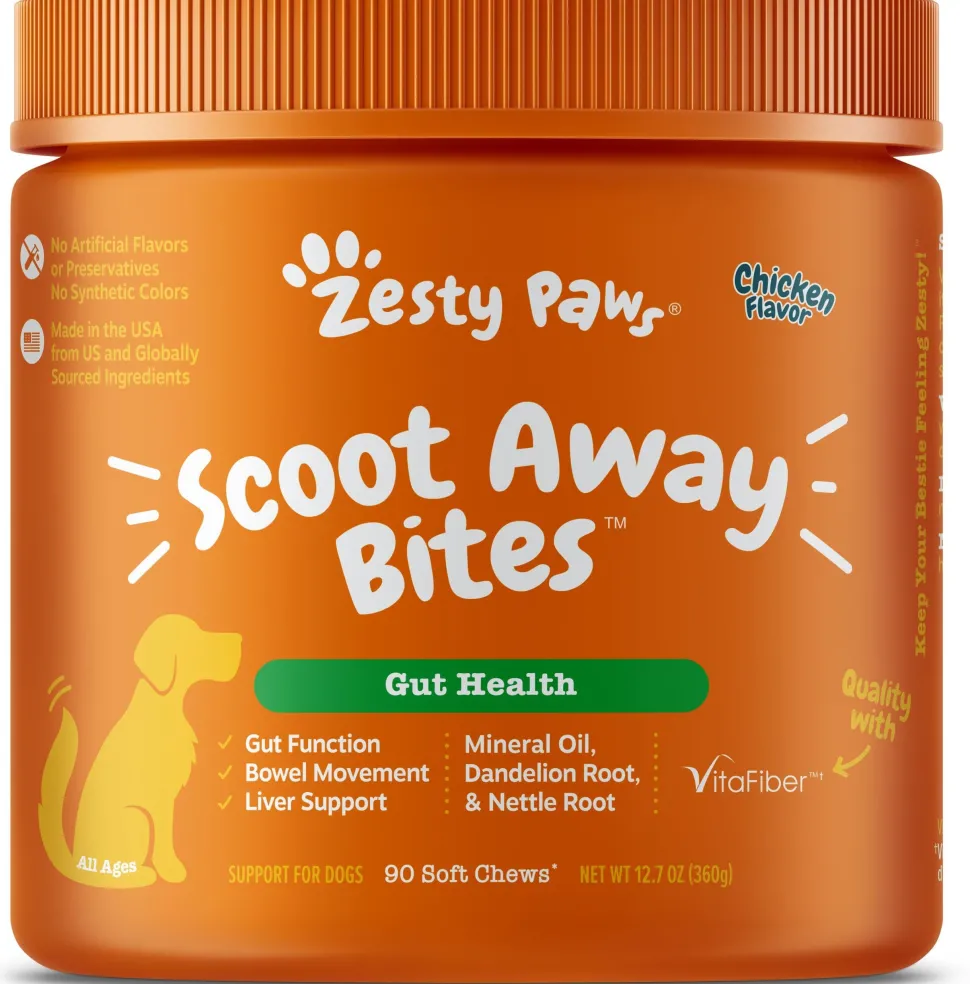 Zesty Paws Anal Gland Health Scoot Away Bites for Digestive & Immune Support Chicken Soft Chews for Dogs