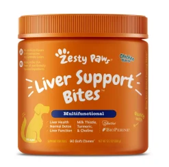 Zesty Paws Liver Support Bites Multifunctional Chicken Flavor Soft Chew Dog Supplements - 90 Count