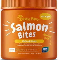 Zesty Paws Omega-3 Salmon Bites Skin & Coat Support Soft Chews for Dogs