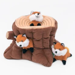 Zippy Paws Burrow Fox Stump Interactive Squeak and Plush Dog Toy - X-Large