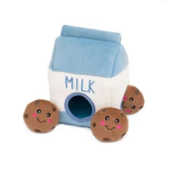 Zippy Paws Burrow Milk and Cookie Interactive Squeak and Plush Dog Toy