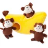 Zippy Paws Burrow Monkey and Banana Hide-and-Seek Interactive Squeak and Plush Dog Toy